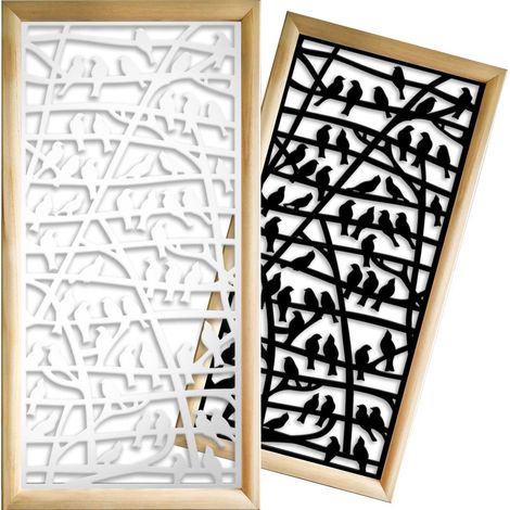 BIRDS - Moduli Decorativi in Legno e PVC - Misura: 47x94 cm - Colore: nero (1/4)