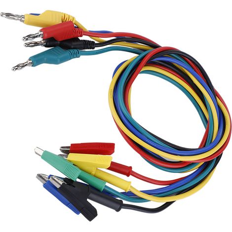 Lot de 5 fils de test P1037 Haute Tension 1M 4mm fiche banane vers pince crocodile, pour multimètre (1/5)