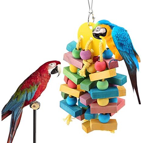 Ej.Life Papagei Spielzeug Vogel Spielzeug Hängen Holzspielzeug Papagei Schaukel Geeignet für Papageien und Vögel (1/3)