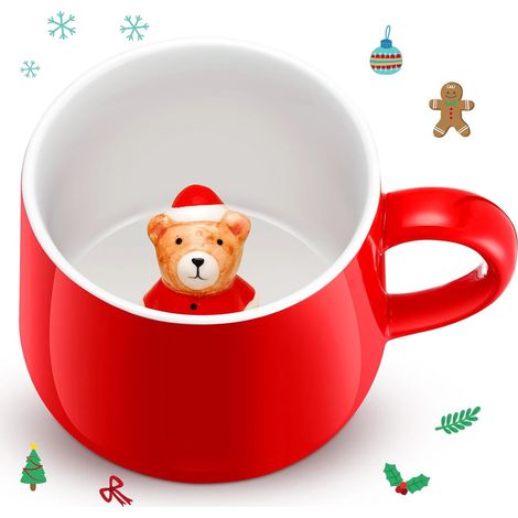 Tasse De Noël - Tasse En Céramique À Motif 3D Santa Et Bonhomme De Neige - Pour Café Chocolat Chaud Thé - 1 Pièce (1/5)