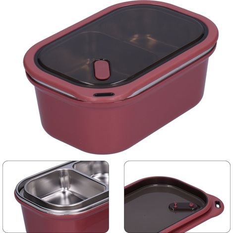 1,2-Liter-Bento-Box aus Edelstahl, doppelwandig, auslaufsicher, versiegelter Lebensmittelbehälter, Aufbewahrungsbox für Schulpicknicks (Rot) (1/5)