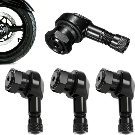 Valvola ad angolo da 90 gradi per moto, 4 pezzi, adattatore per gonfiaggio rapido pneumatici, mantenimento della pressione di emergenza, lega di alluminio resistente, per moto, bici, camper, camion (1/5)