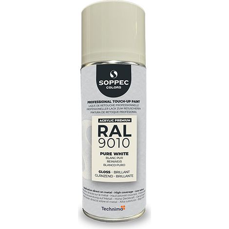 Peinture Acrylic Premium Blanc pur Brillant 400Ml RAL9010 - SOPPEC - 424135