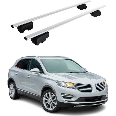 OMAC Dachtrager Quertrager für Lincoln MKC 2015-2019 – City Crash getestet – ISO PAS 11154:2006 – Abschliessbar – Max 75 kg – 2 Stangen Stahl Silber (1/5)