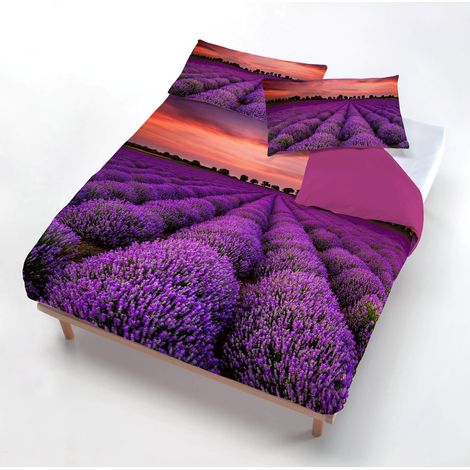 Copripiumino Singolo con Federe Stampato in Microfibra Lavender (1/2)