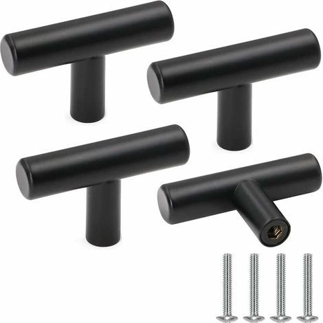 Furniture Knob, Black Stainless Steel Cabinet Door Handle, Vintage Drawer Knobs with Screws for Home Decor, 4 Pieces (1/5)