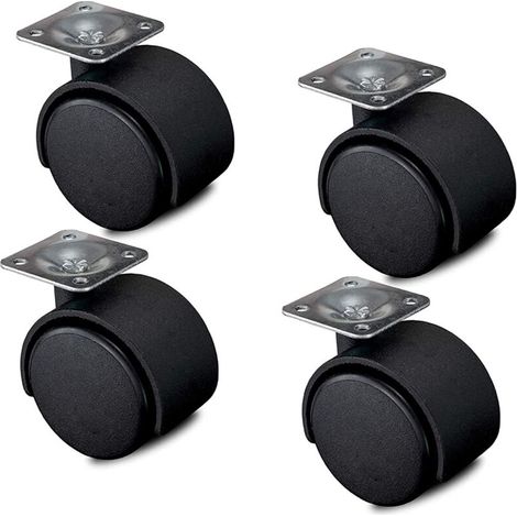 SABIR Jeu de 4 Roulettes pour meubles 40 mm - Roulettes de transport avec frein jusqu'à 100 kg - Roulettes pivotantes pour meubles d'intérieur - Roues à faible résistance au roulement, (1/5)