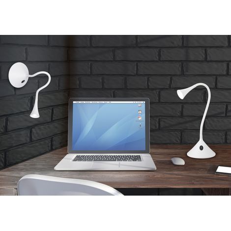 Flexible 2in1 LED Tischlampe & Wandlampe VIPER in Weiß, Schalter am Fuß (1/5)