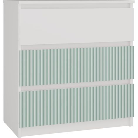 Cassettiera, bianco/ menta, 70 x 75 x 40 cm (1/3)