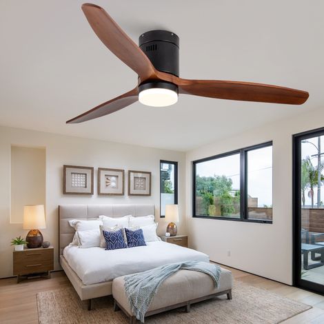 Ventilatore da soffitto 132 cm legno nero con luce integrata e telecomando - CHICFURN (1/5)