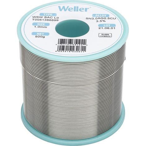 Weller Bobina Stagno senza piombo WSW SAC L0 Sn3,0Ag0,5Cu 500 g 1 mm T0051386899 (1/5)