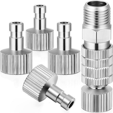 5 Pièces Kit d’Adaptateur pour Aérographe, Raccords MâLes-Femelles 1/8" Universel Adaptateur, Métallique à Déconnexion pour Aérographe Raccord de Tuyau en Métal Airbrush (1/5)