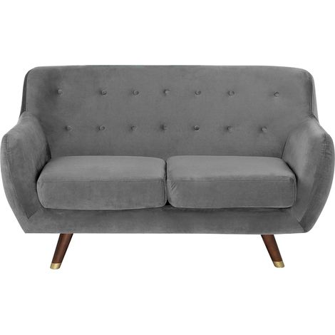Sofa 2-Sitzer BODO Samtstoff Grau