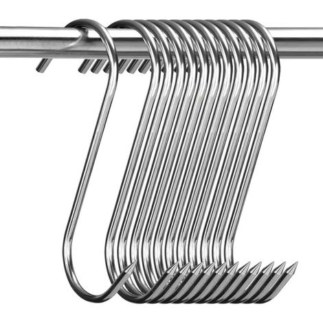 Lot de 20 Crochet à viande, Acier inoxydable, Forme S, 18 cm, Pour fumage et séchage, Boucherie et barbecue (1/5)