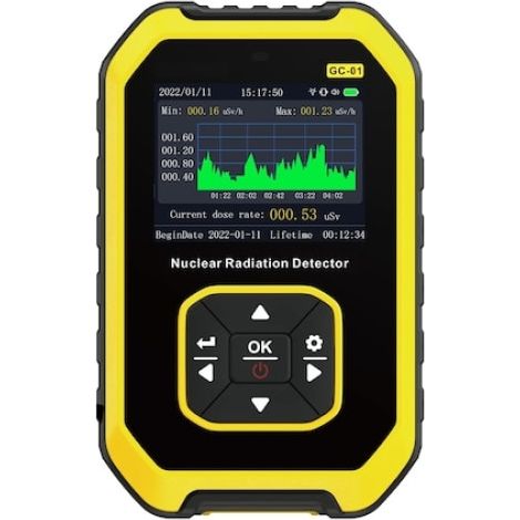 Détecteur de rayonnement Geiger haut de gamme, dosimètre de rayonnement nucléaire rechargeable, moniteur portable de rayonnement bêta-gamma à rayons X avec écran LCD, détecteur nucléaire à 5 unités de (1/5)
