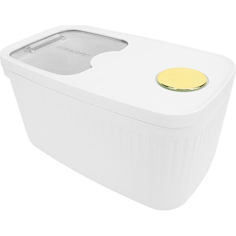 Récipient à riz hermétique de 22 lb, bac de stockage de grande capacité avec fenêtre transparente pour farine, grains de sucre, blanc (1/5)