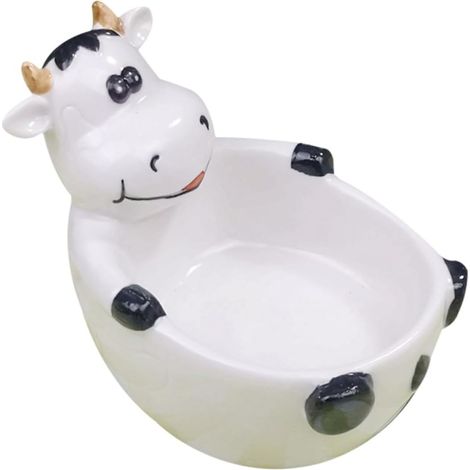 Bol en Céramique Motif Vache Décoratif, Léger et Portable, Blanc (1/5)