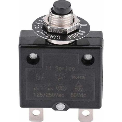 Disjoncteur 15A interrupteur thermique de réinitialisation en option, 125-250V AC 50V DC, disjoncteur à bouton-poussoir de protection contre les surcharges de courant Crezuo (1/4)