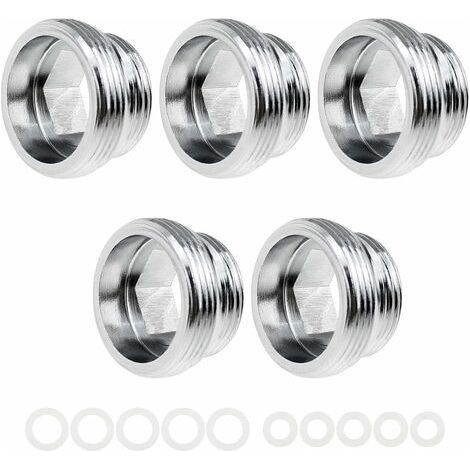 Adaptateur de robinet en métal (lot de 5) pour cuisine, filetage externe, aérateur de robinet mâle 18 mm vers mâle 22 mm, raccord fileté pour filtre à eau femelle. (1/5)