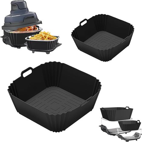 Lot de 2 Moules Silicone Pour Friteuse Air Ninja CRISPi, Accessoire Réutilisable Antiadhésif, Cuisson Saine