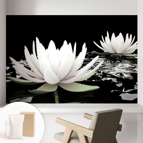 Papier peint intissé mural avec imprimé pour décoration pour salon pour chambre à coucher pour entrée Fleurs aquatiques 104x70 cm (1/5)
