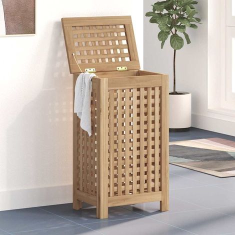 Bac à linge 35x25x60 cm bois de teck massif (1/5)