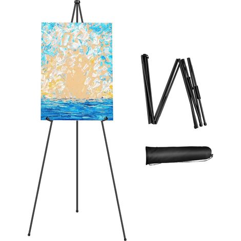 Chevalet portable, adapté à l'affichage de peinture de mariage, trépied en métal pliable et réglable avec sac de rangement, 160 cm / 63 pouces