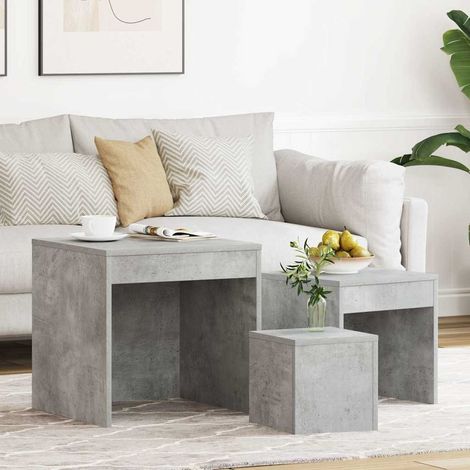 vidaXL Tables gigognes 3 pcs Gris béton Aggloméré (1/5)