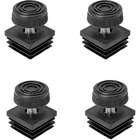 4 pièces de pieds d'équerre pour chaises, tube carré M8, bouchon fileté, pour meubles, 30x30mm, noir (1/5)