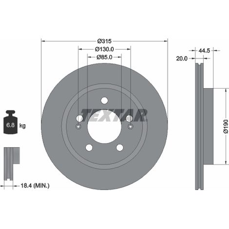 Lot de 2 Disques de frein Textar 92332903 KG MOBILITY 4840136100