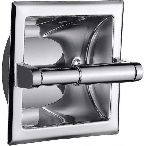 Versenkter Toilettenpapierhalter aus poliertem Chrom, wandmontierter Toilettenpapierhalter mit rückseitiger Montagehalterung im Lieferumfang enthalten (1/5)