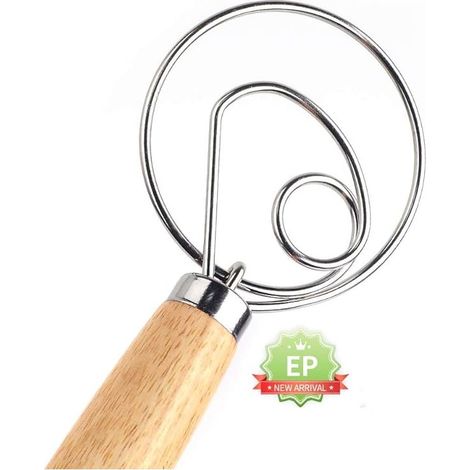 Fouet à pâte à pain de 33 cm, fouet danois professionnel, mélangeur, fouet, manche en bois, accessoire pour pâte à pain - Lap (1/5)
