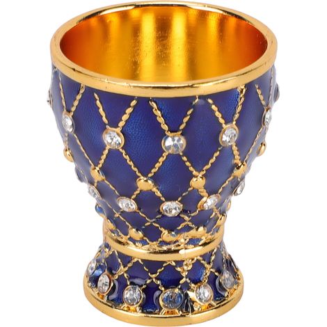 Mini-Retro-Kelch, geprägtes Metall, Vintage-Trinkglas für Bar, Party, Heimdekoration, Gold, Dunkelblau (1/5)