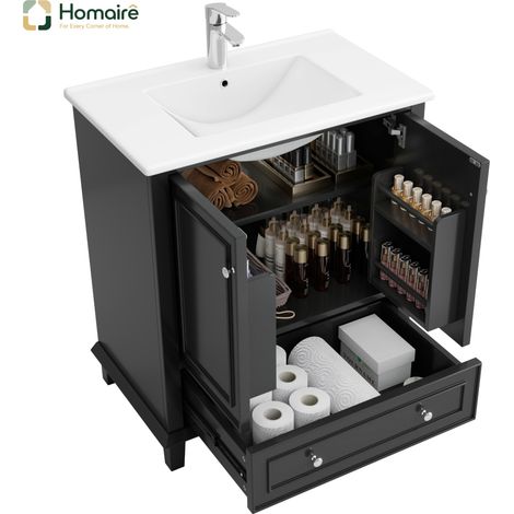 Flur- Garderobenschrank schwarz aus MDF 73 x 45 x 87 cm HOMAIRE (1/5)