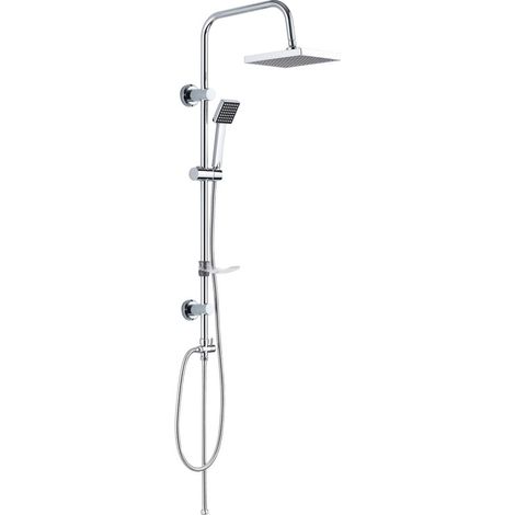 Set de douche carré cromo – Colonne de douche sans robinetterie – Pommeau 20 cm – Barre métallique 98 cm – Pression recommandée 3/4 Bares - SD31003 (1/7)