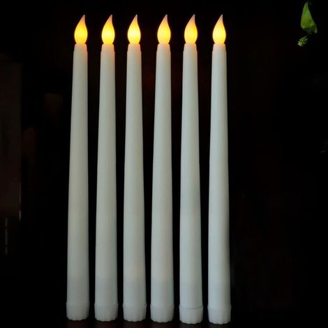 Set di 6 candele LED coniche senza fiamma, eleganti decorazioni per la casa, atmosfera calda, funzionamento a batteria (1/4)