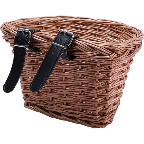 Panier de vélo enfant pour guidon avant, panier en osier tressé, panier de roue, panier suspendu, accessoires pour vélo avant (1/5)