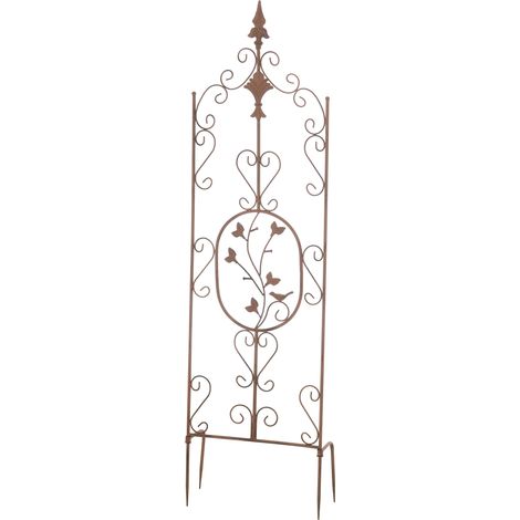 Treillis décoratif de jardin 122x35 cm en métal marron vieilli support élégant pour plantes grimpantes 100003867 (1/4)