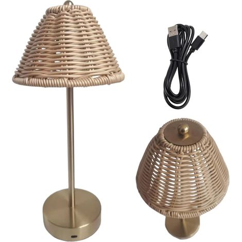 Lampe en Rotin Décor Boho Avec Variateur De Lumière (1/5)