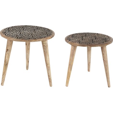 Beistelltisch 2er Set SHARMA Mango Holz Braun / Schwarz