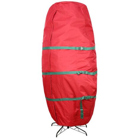 Sac de rangement pour sapin de Noël, housse anti-poussière, cordon de serrage intégré, grand sac fourre-tout étanche, rouge (89 × 190 cm)