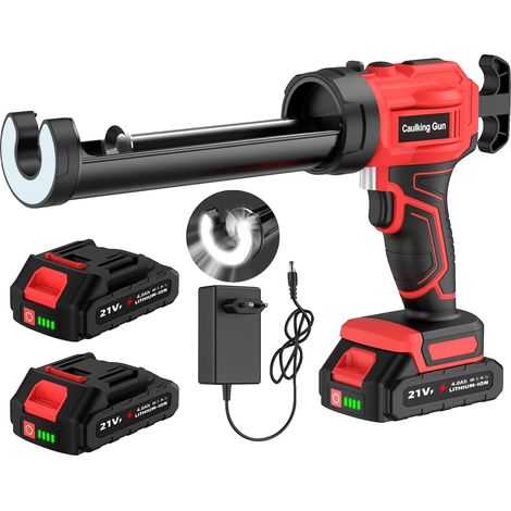 Pistolet à colle électrique sans fil, mécanisme anti-goutte, lumière LED intégrée, 2 Batterie Rouge Avec LED (1/2)