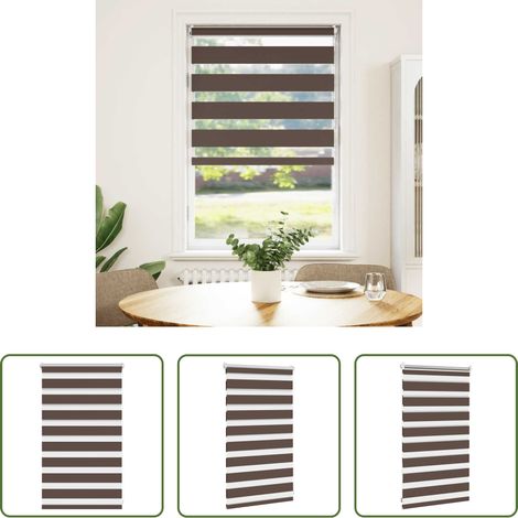 vidaXL Stoffrollo - Zebra-Rollo 50,9 x 100 cm, Stoffbreite 46,7 cm, Kaffeebraun (1/5)
