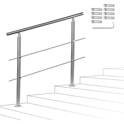1 rampe d'escalier,acier inoxydable,longueur 180 cm,hauteur 105 cm,2 traverses,intérieur et extérieur (1/5)