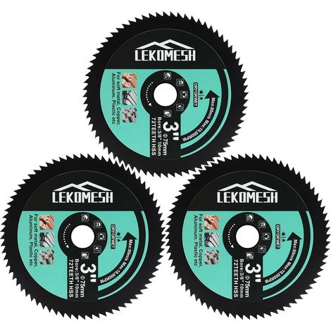 Lame de Scie Circulaire HSS - 3pcs 75mm x 10mm Lame de Coupe pour Coupe Métal Doux, Cuivre, Aluminium, Bois, Plastique,Meuleuse D'angle Disque de Coupe, (1/5)