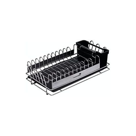 Kitchen Craft Petit égouttoir à vaisselle horizontal de Acier inoxydable, 41 x 22 x 13 cm, Noir / Argent