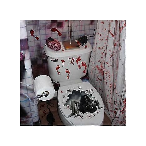 SZTXJ Set mit 2 Halloween-Wandaufklebern, 3D-Grusel-Wandaufkleber, DIY-Grusel-Heimdekoration, Badezimmerdekoration mit schreienden, blutigen, dunklen Kreaturen, Halloween-Partydekoration
