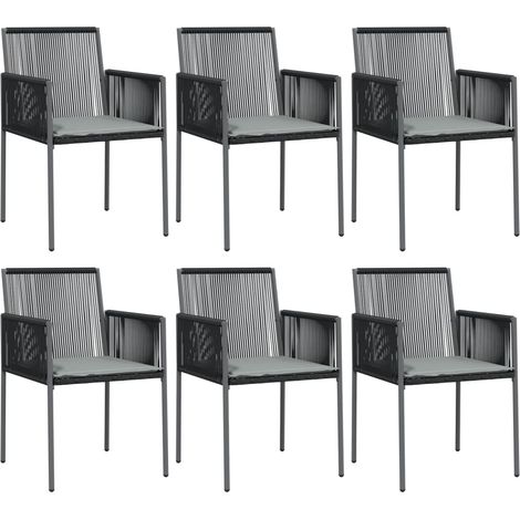 Maison Exclusive - Sedie Giardino con Cuscini 6 pz Nere 54x60,5x83,5 cm Polyrattan