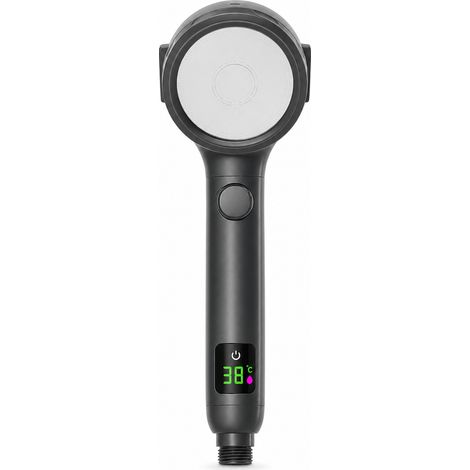 Pressurised Handheld Shower Head with Display Black (1/5)