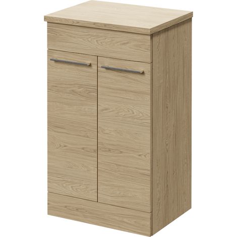 Napoli 390 Light Oak 500mm 2 Door Vanity Unit for Countertop Basins - 500mm - Chrome 160mm Handle